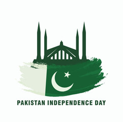 August 14. Pakistan Independence Day. 75 Years Anniversary. Jubilee logo. Vector Illustration.