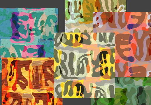 Seamless Pattern Set with Textured Matisse Shapes