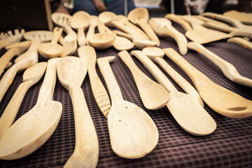 handmade wooden spoons and cutlery, Maçaners, Bergueda, Catalonia, Pyrenean mountain range, Spain