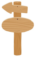 シンプルな木製の案内立て看板／矢印と丸い板タイプ（オーク素材風）