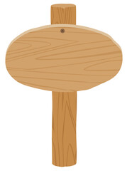 シンプルな木製の案内立て看板／コンパクトな丸い一枚板タイプ（オーク素材風）