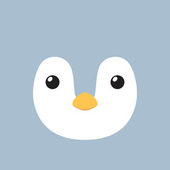Simple face of Penguin. Animal Face Illustration. Isolated Vector Illustration.