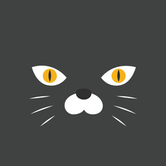 Simple face of black cat. Animal Face Illustration. Isolated Vector Illustration.