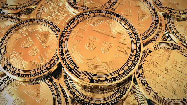 LOTES DE MONEDAS DE BITCOIN GIRANDO