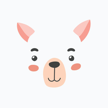 Simple face of Llama. Animal Face Illustration. Isolated Vector Illustration.