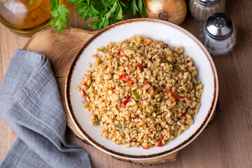 Bulgur pilaf with Firik (Turkish name; firikli bulgur pilavi)