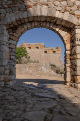 The Castle of Palamidi, the best well-maintained huge castle,  the Venetian fortifications architectural masterpice, located in Nafplio on the crest of a 216m cliff, Argolis, Peloponnese, Greece 