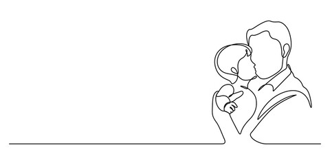 Happy father's day continuous line art illustration