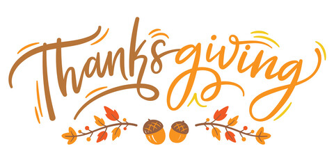 Obraz premium Hand lettering of thanksgiving day festival celebration