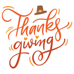 Hand lettering of thanksgiving day festival celebration