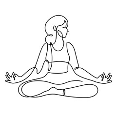 woman in lotus pose yoga illustration - obrazy, fototapety, plakaty