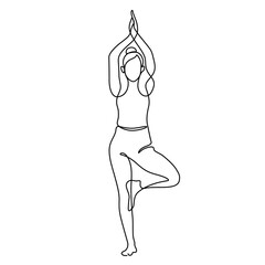 woman in tree pose yoga illustration