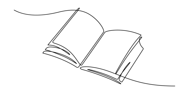 Continuous line drawing of book opening vector illustration