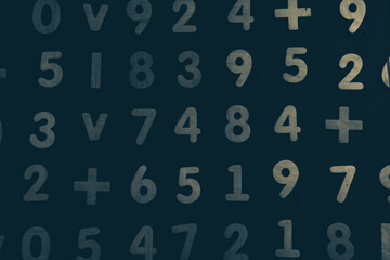 Background or texture of numbers. Finance data concept. Mathematic. Seamless pattern with numbers....