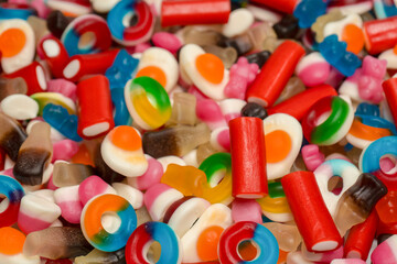 Tasty mix of jelly colorful candies.