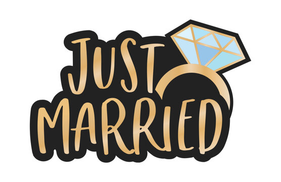 just married banner clipart