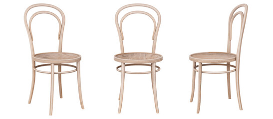 3d Furniture modern wood chair isolated on a white background, Decoration Design for Dining