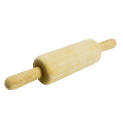 Wooden rolling pin on white background