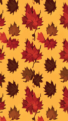 Vector abstract seamless pattern of autumnal leaves.