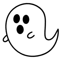 Obraz premium Happy Halloween ghost scary icon cute line art.