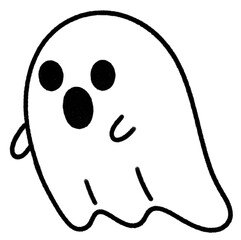 Happy Halloween ghost scary icon cute line art.