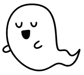Happy Halloween ghost scary icon cute line art.