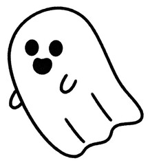 Happy Halloween ghost scary icon cute line art.