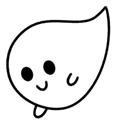 Happy Halloween ghost scary icon cute line art.