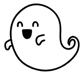 Happy Halloween ghost scary icon cute line art.