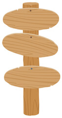 シンプルな木製の案内立て看板／3枚の楕円の板タイプ（オーク素材風）