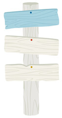 シンプルな木製の案内立て看板／3枚の四角い板タイプ（白樺素材風）マリンカラー