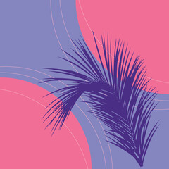 Fototapeta na wymiar Palm tree tops and geometric shapes