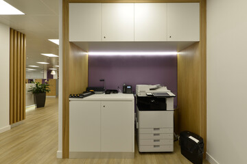 Photocopies and binding area in a professional office