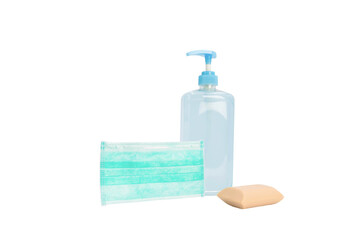 coronavirus (COVIC-19) protection set, isolated on white background in studio light. Clipping Path