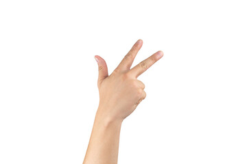 Asian back hand shows and counts 8 (eight) sign on finger on isolated white background. Clipping path