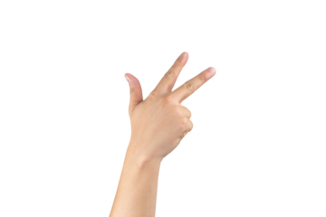 Asian back hand shows and counts 8 (eight) sign on finger on isolated white background. Clipping path