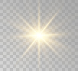  A series of transparent vector effects. Easy replacement of EPS10 lights.Set of golden glowing lights effects isolated on transparent background. Solar flare with beams and spotlight. Glow effect.