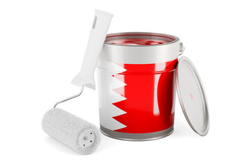 Bahraini flag on the paint can, 3D rendering