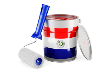 Paraguayan flag on the paint can, 3D rendering