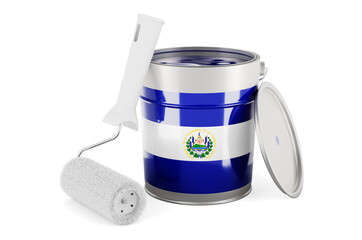 Salvadoran flag on the paint can, 3D rendering