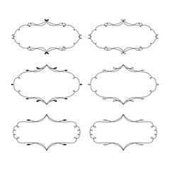 Hand drawn split monograms. Set of  floral split borders for family monograms, wedding invitations, greeting cards, web. Vintage botanical design elements.