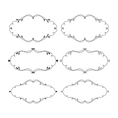 Hand drawn split monograms. Set of  floral split borders for family monograms, wedding invitations, greeting cards, web. Vintage botanical design elements.