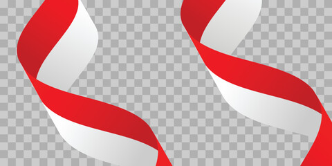 Vector graphic illustration of a red and white ribbon, the colors of the flags of Indonesia and Monaco, Poland