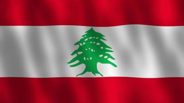 Lebanon flag waving 3d render video animation. Seamless looping. 4K footage