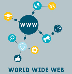 WWW - World Wide Web acronym. business concept background. vector illustration concept with keywords and icons. lettering illustration with icons for web banner, flyer, landing pag