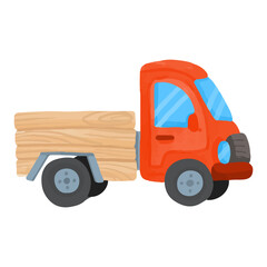 Watercolor Truck, Hand painted farm clipart.