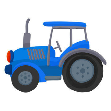Watercolor Tractor, Hand painted farm clipart.