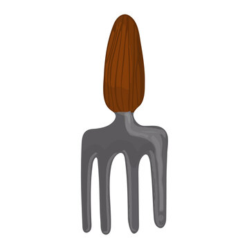 garden fork with wooden handle clip art preview