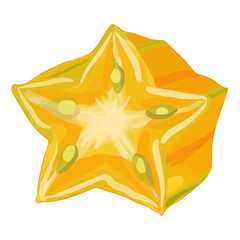 Watercolor Star apple, Hand painted fruit clipart.