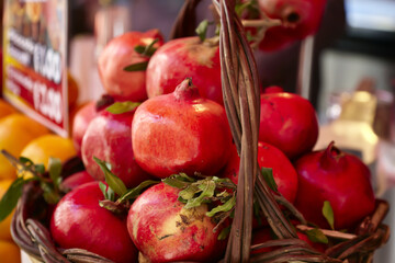 Fototapeta na wymiar Freshly picked pomegranates